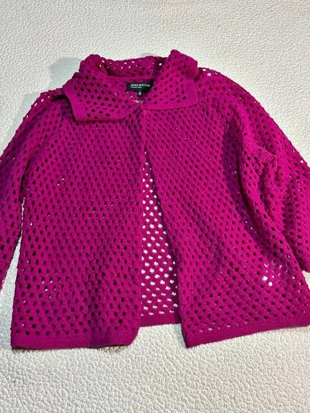 Jones New York Merino Wool Open Knit Cardigan Size Medium